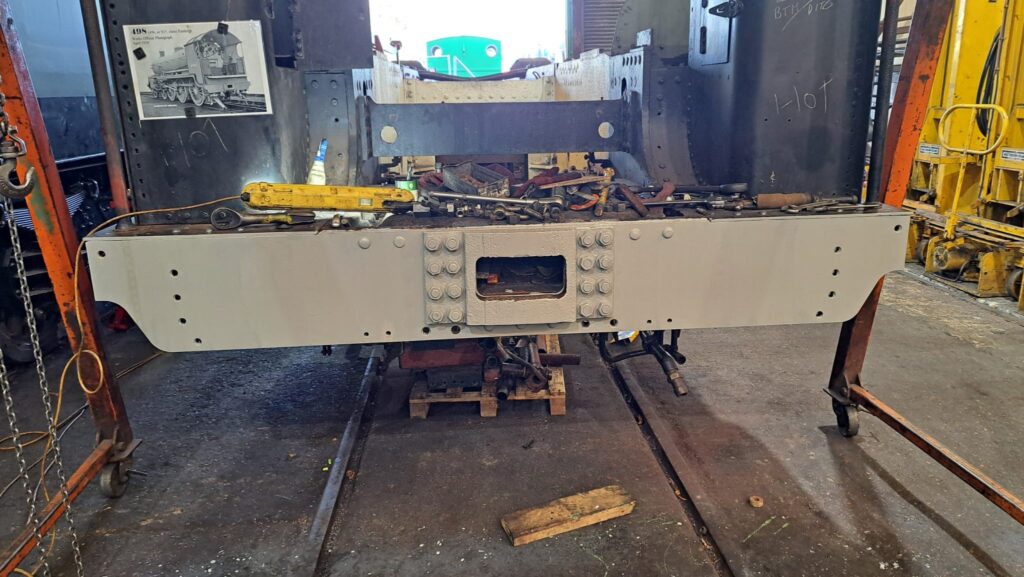 The completed dragbox buffer beam with rubbing block fitted.